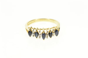 10K Marquise Sapphire Diamond Accent Band Ring Size 6.75 Yellow Gold