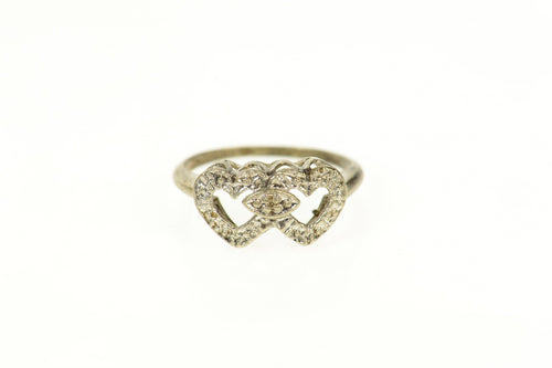 14K Retro Diamond Accent Heart Love Promise Ring Size 4 Yellow Gold