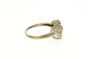 14K Retro Diamond Accent Heart Love Promise Ring Size 4 Yellow Gold
