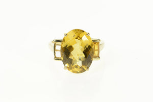 10K Faceted Oval Syn. Citrine Cocktail Statement Ring Size 8 Yellow Gold