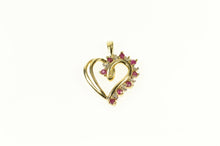 Load image into Gallery viewer, 10K Ruby Diamond Classic Wavy Heart Love Symbol Pendant Yellow Gold