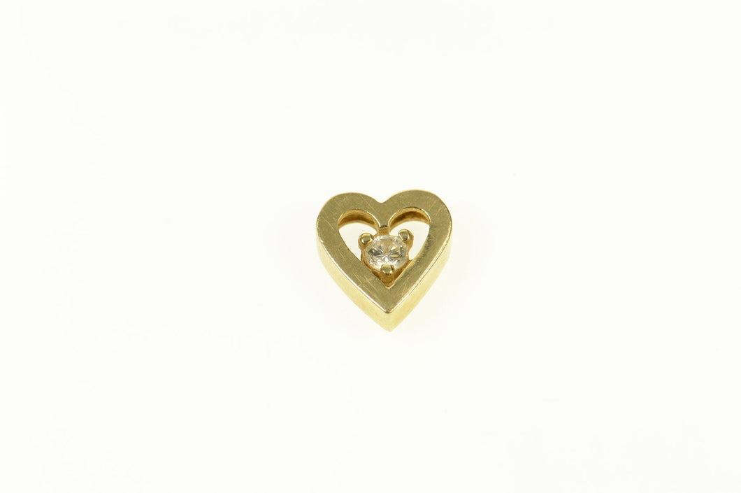 14K Squared Heart Diamond Inset Love Symbol Pendant Yellow Gold