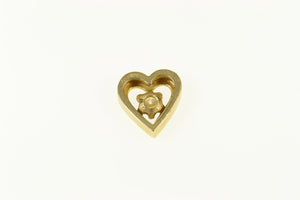 14K Squared Heart Diamond Inset Love Symbol Pendant Yellow Gold