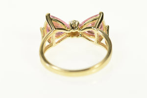 14K Trillion Pink Cubic Zirconia Diamond Bow Ring Size 3.25 Yellow Gold