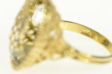 Load image into Gallery viewer, 14K Oval Prasiolite Ornate Filigree Statement Ring Size 6.5 Yellow Gold