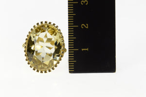 14K Oval Prasiolite Ornate Filigree Statement Ring Size 6.5 Yellow Gold