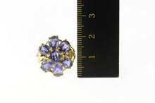 Load image into Gallery viewer, 14K Oval Iolite Flower Cluster Cocktail Ring Size 6 Yellow Gold