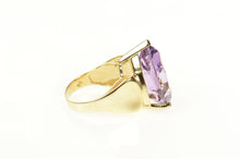 Load image into Gallery viewer, 10K Pear Amethyst Solitaire Statement Cocktail Ring Size 6 Yellow Gold