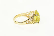 Load image into Gallery viewer, 10K Square Cushion Faceted Syn. Peridot Statement Ring Size 11 Yellow Gold
