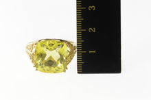Load image into Gallery viewer, 10K Square Cushion Faceted Syn. Peridot Statement Ring Size 11 Yellow Gold