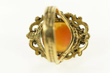 Load image into Gallery viewer, 14K Retro Carved Shell Cameo Ornate Statement Ring Size 7.75 Yellow Gold