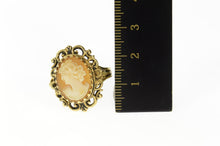 Load image into Gallery viewer, 14K Retro Carved Shell Cameo Ornate Statement Ring Size 7.75 Yellow Gold
