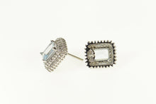 Load image into Gallery viewer, 10K Emerald Cut Aquamarine Diamond Halo Stud Earrings White Gold