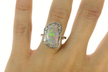 Load image into Gallery viewer, 18K Massive 15.5x9.5mm Opal 1.25 Ctw Diamond Ring Size 8 White Gold