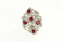 Load image into Gallery viewer, 18K Pear Syn. Ruby 2.00 Ctw Diamond Cocktail Ring Size 7.25 White Gold