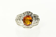 Load image into Gallery viewer, 18K 5.23 Ctw Orange Sapphire Diamond Engagement Ring Size 7.8 White Gold