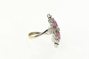 14K 7.10 Ctw Pink Sapphire Diamond Cocktail Ring Size 8 White Gold
