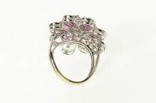 Load image into Gallery viewer, 14K 7.10 Ctw Pink Sapphire Diamond Cocktail Ring Size 8 White Gold