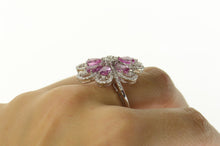 Load image into Gallery viewer, 14K 7.10 Ctw Pink Sapphire Diamond Cocktail Ring Size 8 White Gold