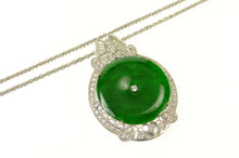 Load image into Gallery viewer, 14K Ornate Jadeite Round 1.25 Ctw Diamond Necklace 20&quot; White Gold