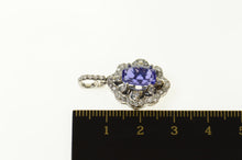 Load image into Gallery viewer, 14K 3.31 Ctw Cushion Tanzanite Diamond Halo Pendant White Gold
