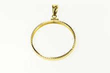 Load image into Gallery viewer, 14K 31mm Coin Holder Bezel Grooved Round Pendant Yellow Gold