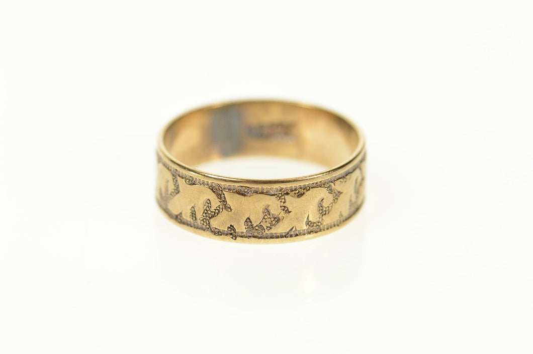 14K Victorian Child's Engraved JS Monogram Band Ring Size 2.25 Yellow Gold