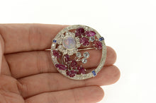 Load image into Gallery viewer, Platinum Ruby Diamond Sapphire Opal Flower Ornate Pin/Brooch