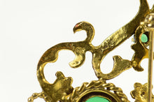 Load image into Gallery viewer, 14K Victorian Chrysoprase Seed Pearl Scroll Pendant/Pin Yellow Gold