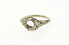 Load image into Gallery viewer, 18K 5.75mm Art Deco Filigree Engagement Setting Ring Size 6.25 White Gold