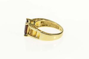 10K Emerald Cut Garnet & Citrine Statement Ring Size 7 Yellow Gold
