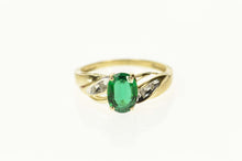 Load image into Gallery viewer, 10K Classic Syn. Sapphire Diamond Accent Bypass Ring Size 7 Yellow Gold