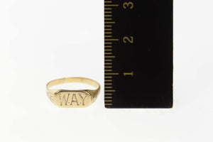 10K Victorian WAY Engraved Squared Band Ring Size 1.75 Yellow Gold