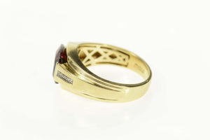 10K Men's Ornate Syn. Ruby Diamond Accent Ring Size 10.75 Yellow Gold