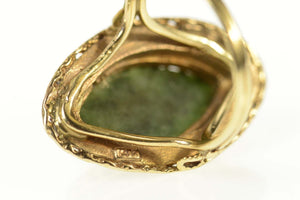 14K Victorian Marquise Nephrite Seed Pearl Ring Size 6.25 Yellow Gold