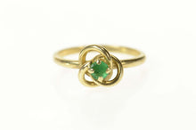 Load image into Gallery viewer, 14K Emerald Twist Retro Knot Statement Ring Size 5.75 Yellow Gold