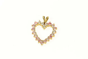 14K Cubic Zirconia Classic Heart Love Symbol Pendant Yellow Gold