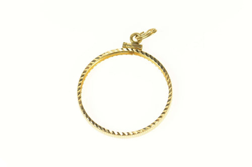 14K Grooved Coin Bezel 25.4mm Holder Charm/Pendant Yellow Gold