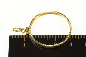 14K Grooved Coin Bezel 25.4mm Holder Charm/Pendant Yellow Gold