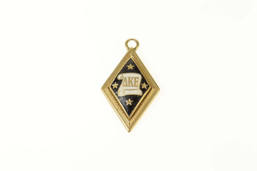 10K Delta Kappa Epsilon Black Enamel Star Charm/Pendant Yellow Gold