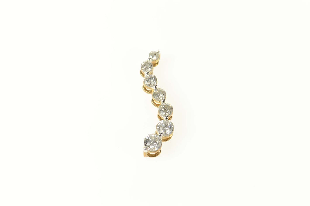 14K 0.93 Ctw Graduated Diamond Wave Journey Pendant Yellow Gold