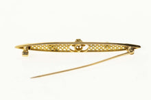 Load image into Gallery viewer, 14K Victorian Diamond Seed Pearl Filigree Bar Pin/Brooch Yellow Gold