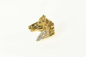 14K Diamond Accent Horse Head Lapel Pin/Brooch Yellow Gold