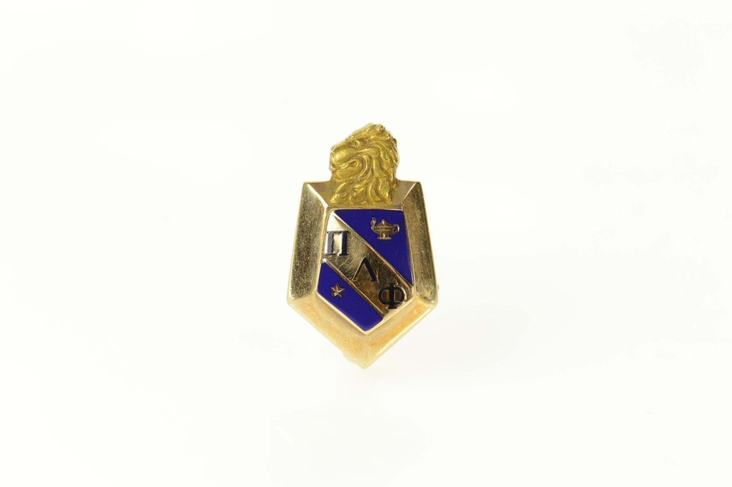 10K Pi Lambda Phi Art Deco Enamel Fraternity Lapel Pin/Brooch Yellow Gold