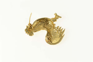14K Ruby Eyed Rooster Chicken Farm Animal Pin/Brooch Yellow Gold