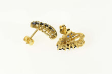 Load image into Gallery viewer, 14K Sapphire Leaf Swirl Statement Stud Earrings Yellow Gold