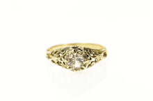 Load image into Gallery viewer, 14K Ornate Filigree CZ Retro Promise Engagement Ring Size 5 Yellow Gold