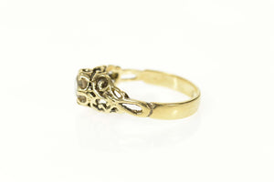 14K Ornate Filigree CZ Retro Promise Engagement Ring Size 5 Yellow Gold