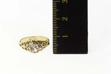 Load image into Gallery viewer, 14K Ornate Filigree CZ Retro Promise Engagement Ring Size 5 Yellow Gold