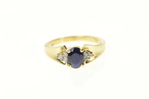 10K Sapphire Diamond Cluster Accent Engagement Ring Size 6 Yellow Gold